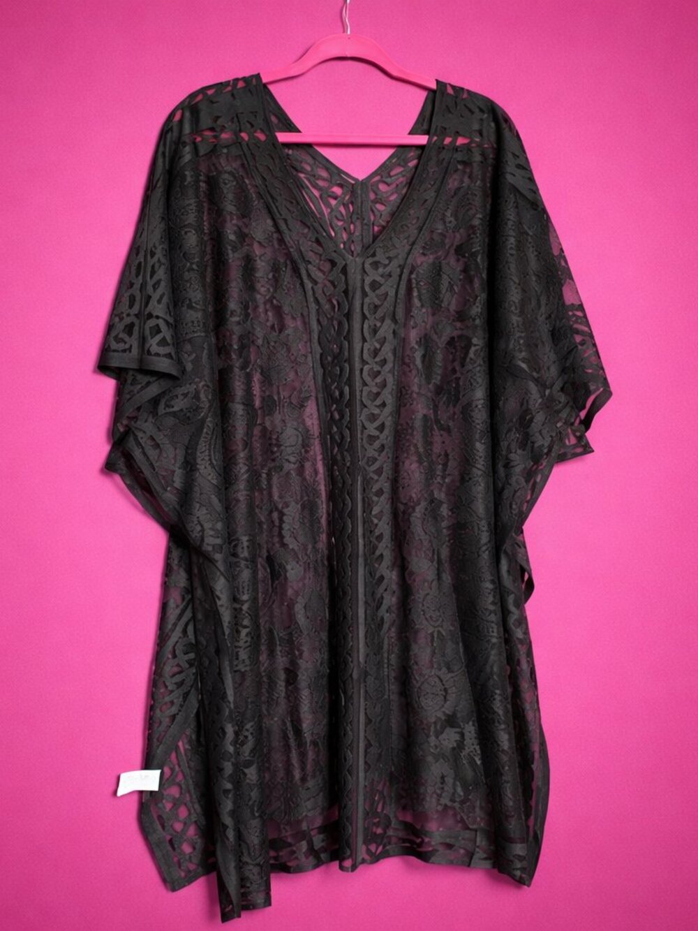 Black Lace Swim Coverup Kaftan Casual Robe